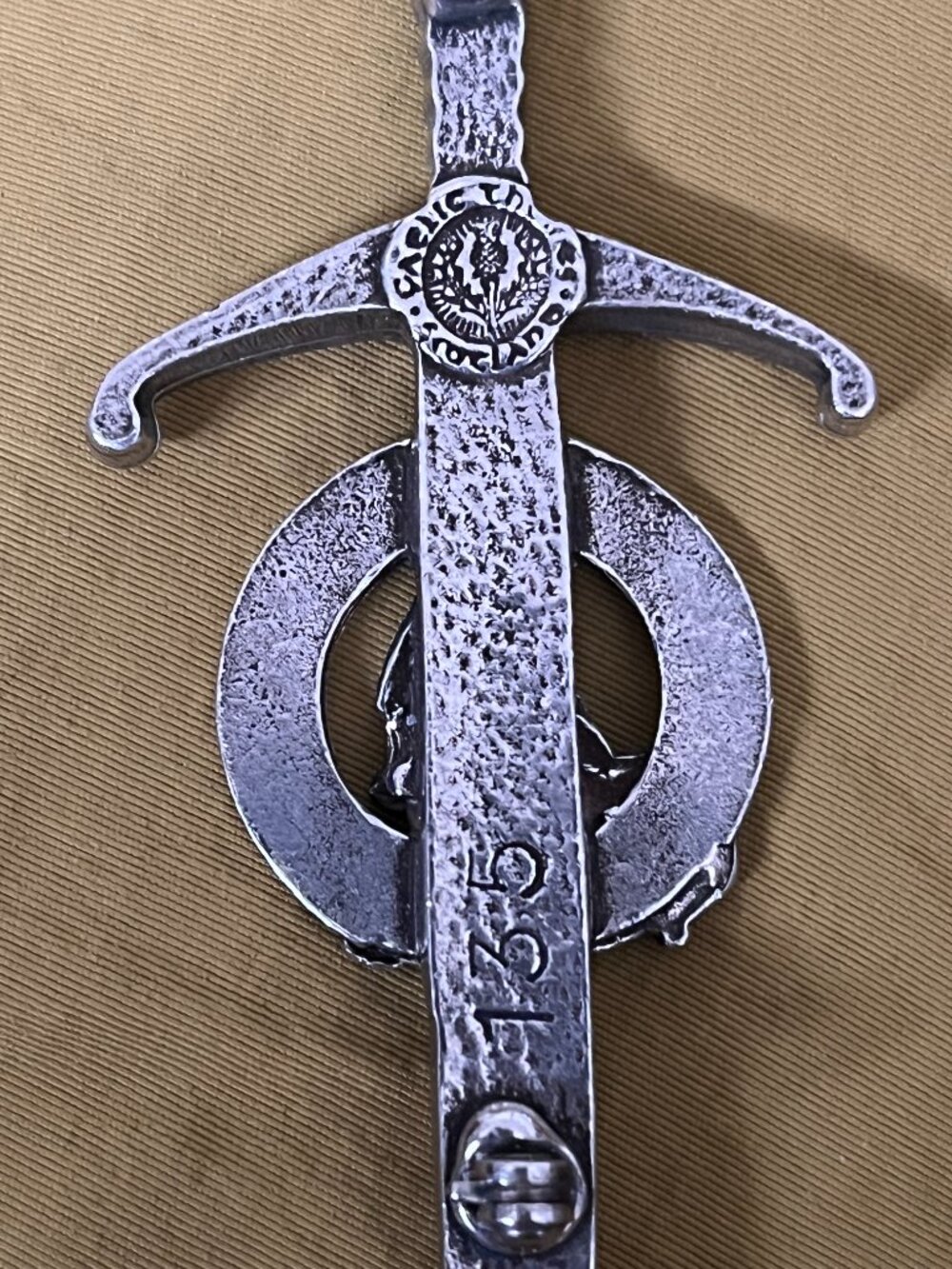 Scottish Stewart Clan Crest Sword Kilt Pin – Pewter– Classic Highland Design - Picture 4 of 4